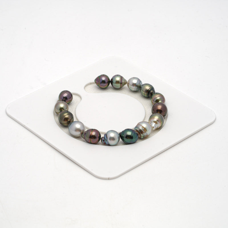 15pcs "High Luster" Multicolor 9-10mm - CL/SB AAA/AA Quality Tahitian Pearl Bracelet BR2124 THMIX1