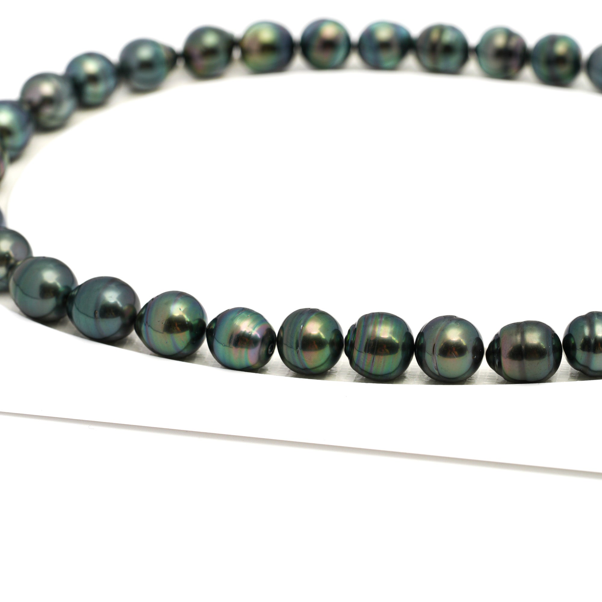 40pcs Green 8-11mm - CL/SB AAA/AA Quality Tahitian Pearl Necklace NL1722 TH5