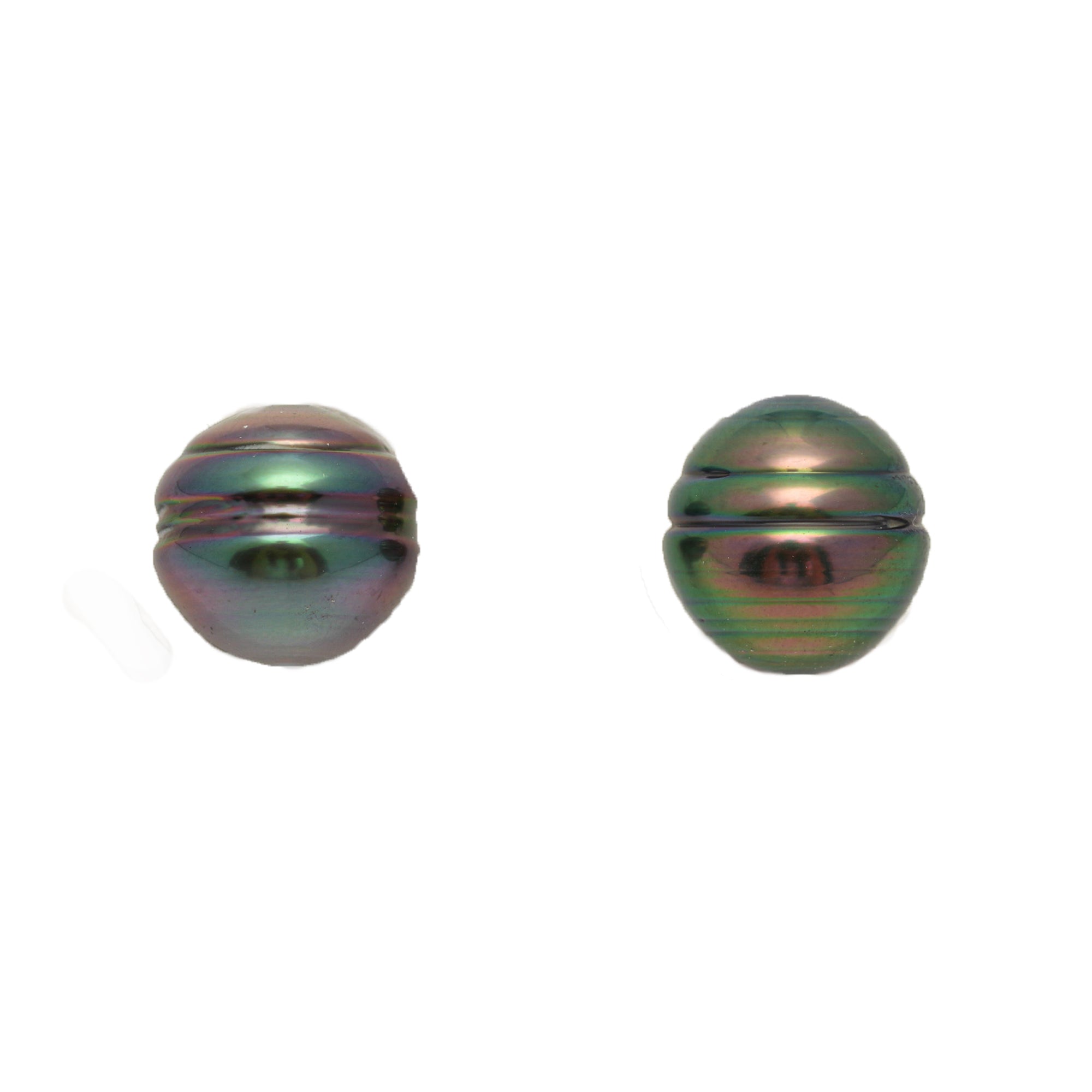 2pcs "High Luster" Multicolor 10.6-10.7mm - CL AAA/AA Quality Tahitian Pearl Pair ER1821 TH5