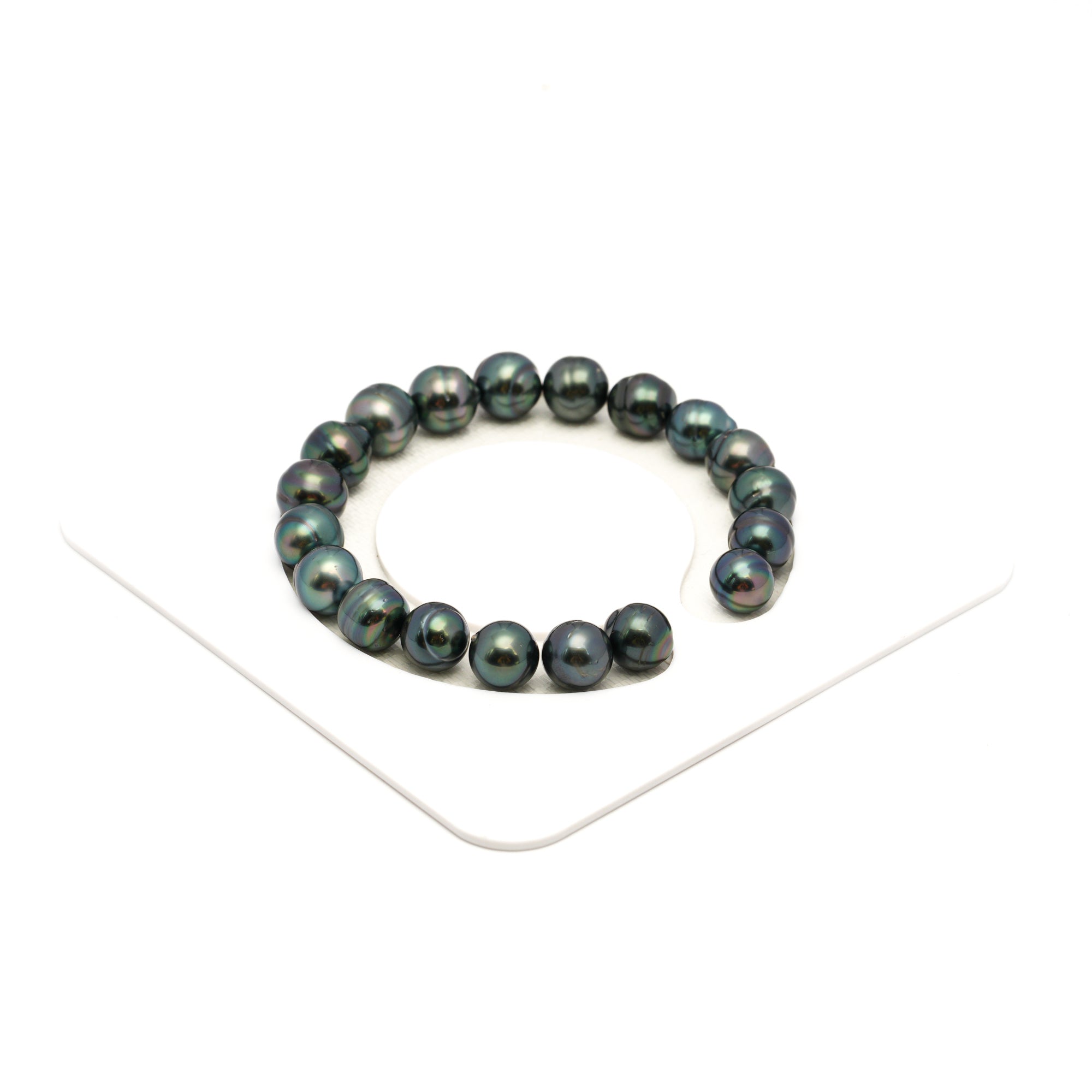19pcs Dark Green 8-10mm - CL/SB AAA/AA Quality Tahitian Pearl Bracelet BR2367 TH5