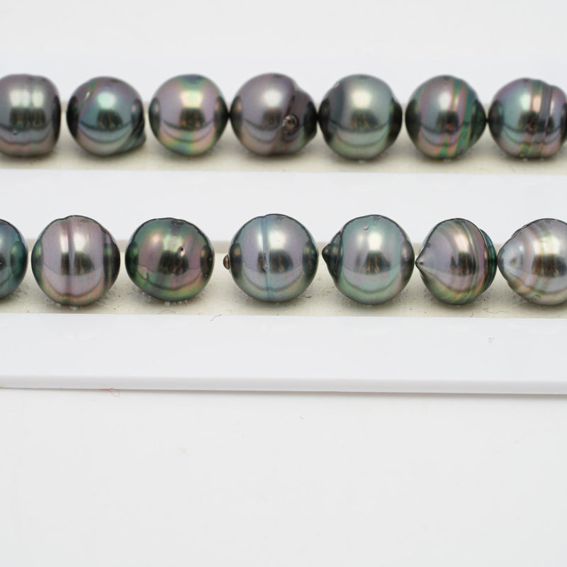 43pcs "High Luster" Green Mix 9mm - CL AAA/AA Quality Tahitian Pearl Necklace NL1415 OR7