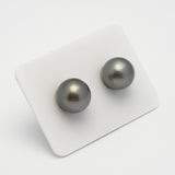 2pcs Green 11.4-11.5mm - SR/NR AAA/AA Quality Tahitian Pearl Pair ER1540 A101