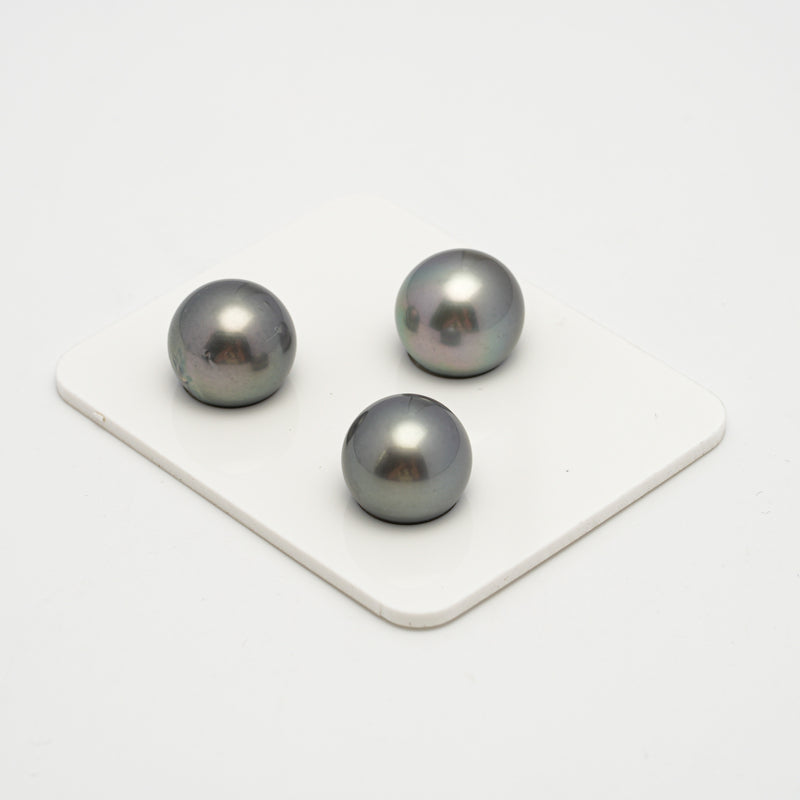 3pcs Green 12.5-12.8mm - SR AAA/AA Quality Tahitian Pearl Trio Set ER1559 A101