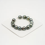 13pcs Blue Green 10-12mm - SB AAA/AA Quality Tahitian Pearl Bracelet BR2196 HL3