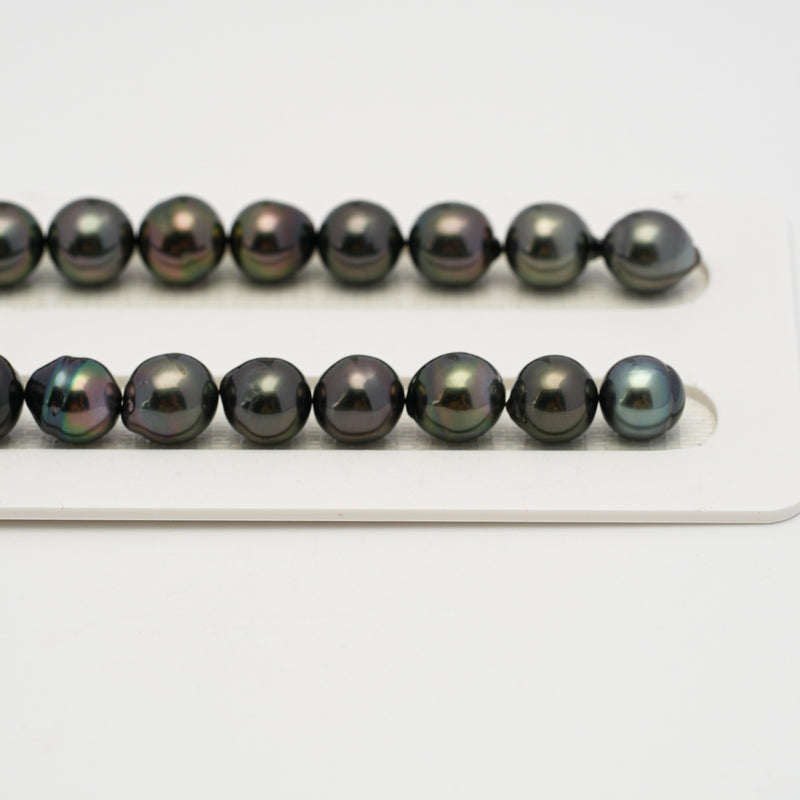 46pcs "High Luster" Dark Green 8-10mm - SB AAA/AA Quality Tahitian Pearl Necklace NL1639 HL3