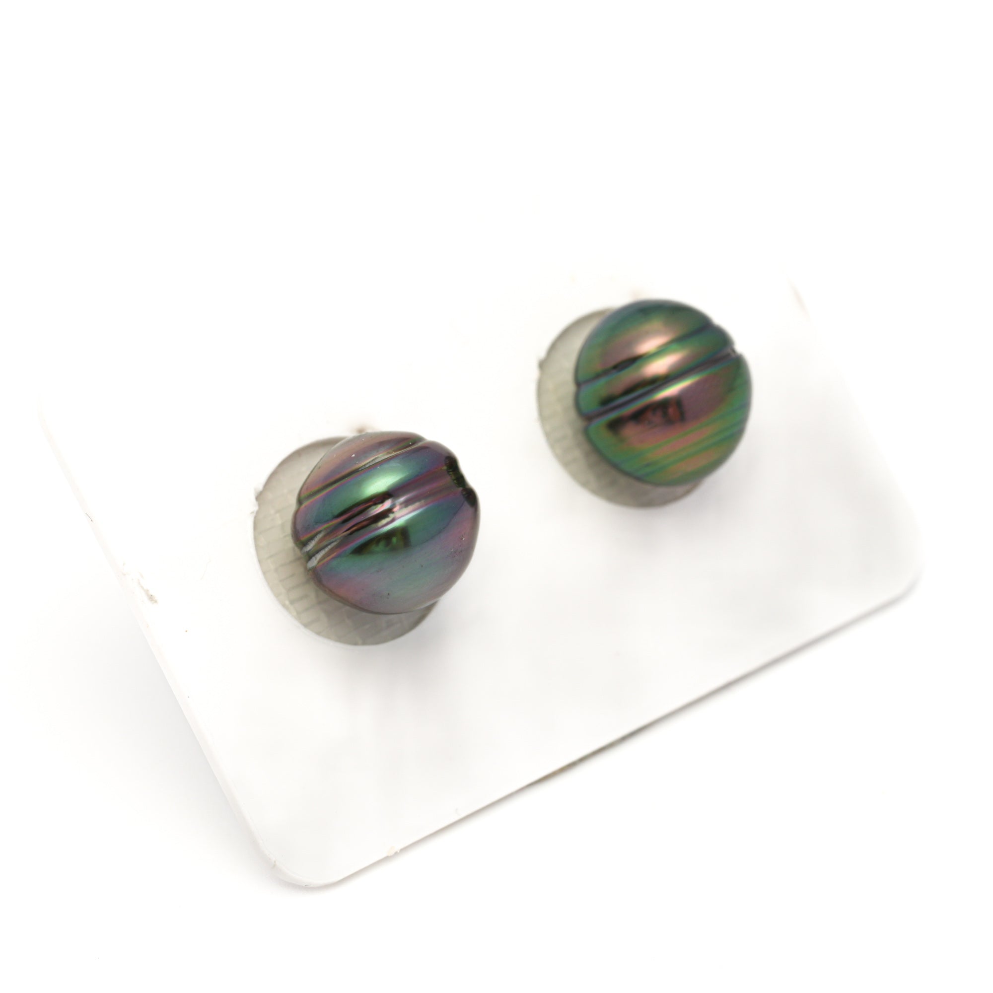 2pcs "High Luster" Multicolor 10.6-10.7mm - CL AAA/AA Quality Tahitian Pearl Pair ER1821 TH5