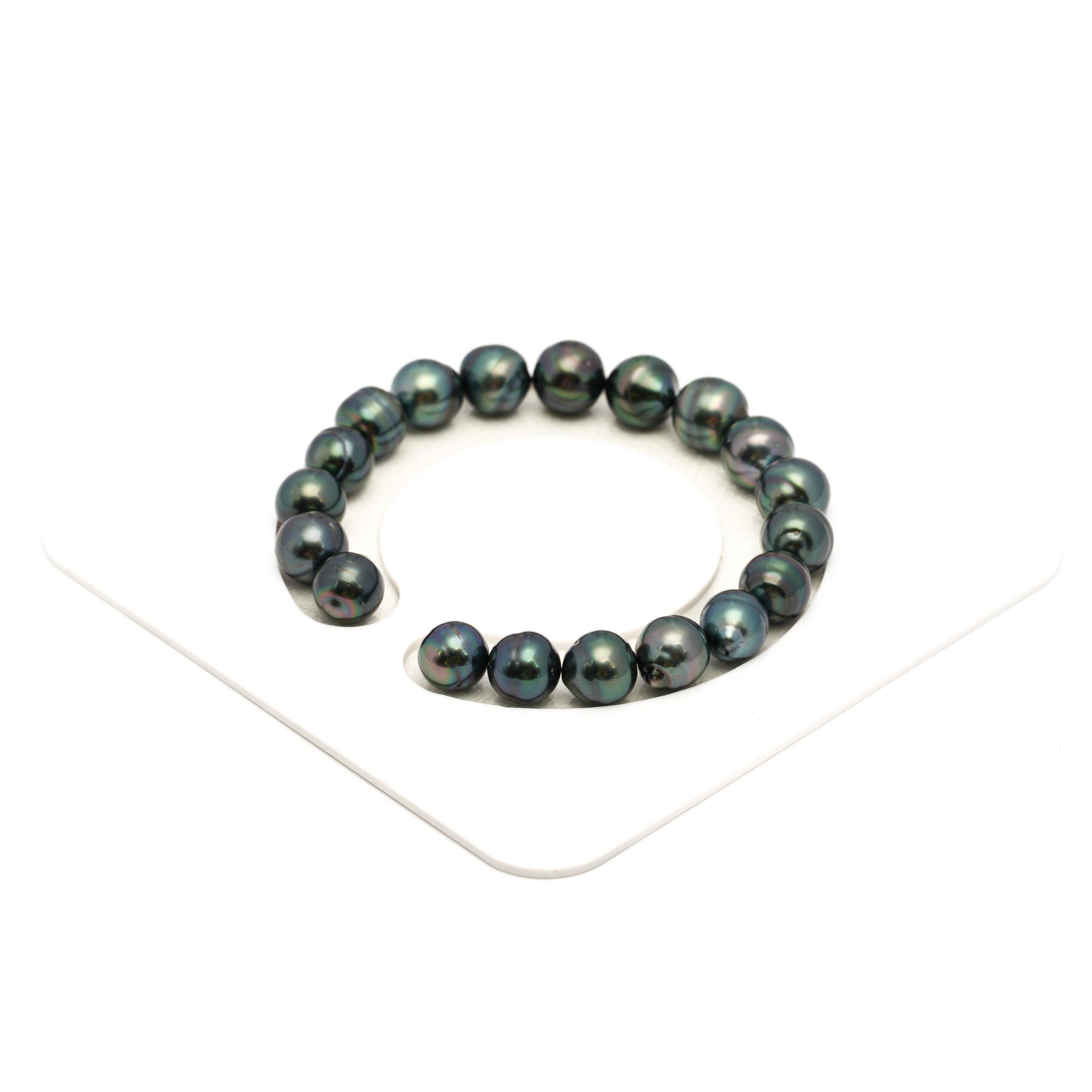 19pcs Dark Green 8-10mm - CL/SB AAA/AA Quality Tahitian Pearl Bracelet BR2367 TH5