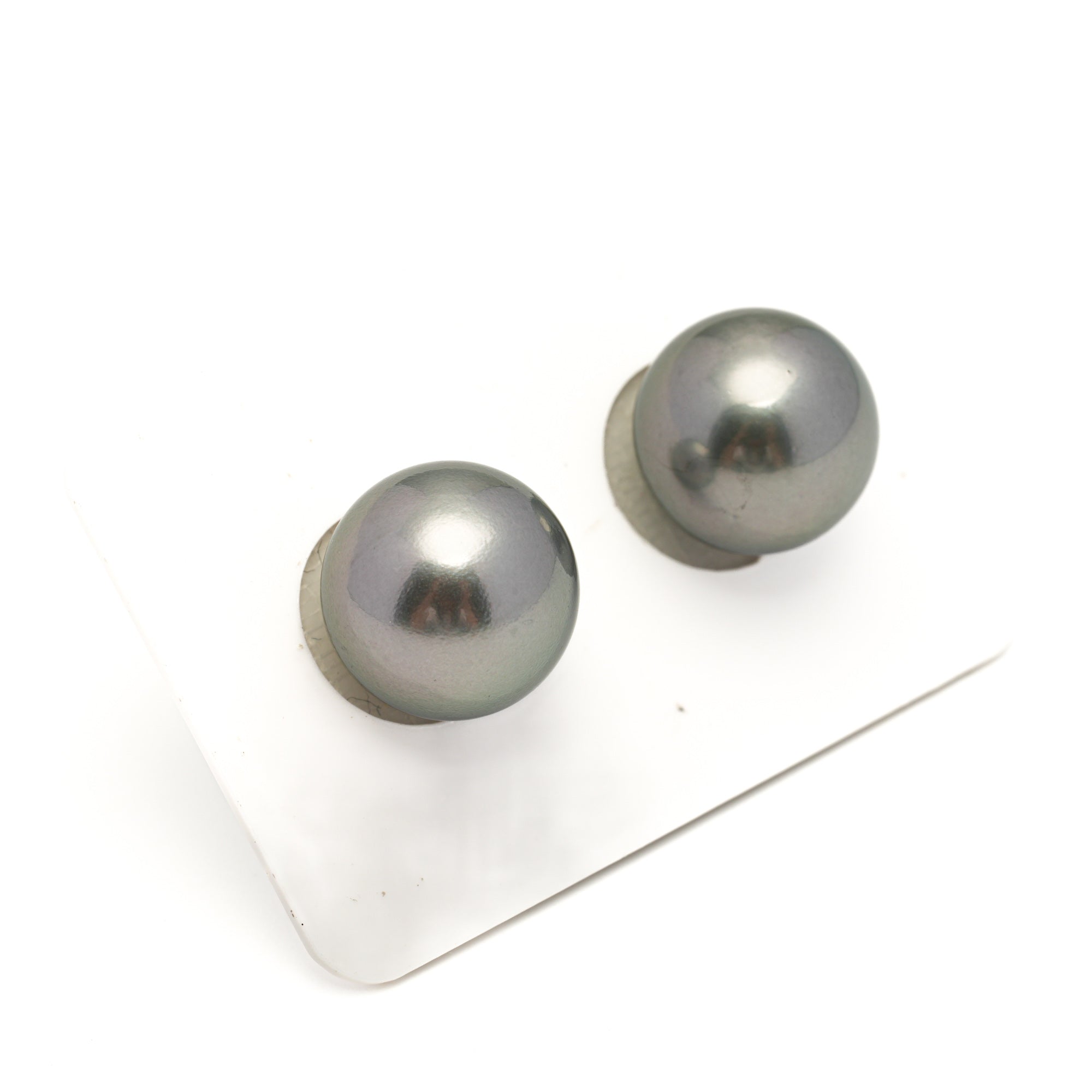 2pcs Silver Light 13.3-13.6mm - R TOP Quality Tahitian Pearl Pair ER1856 OR6