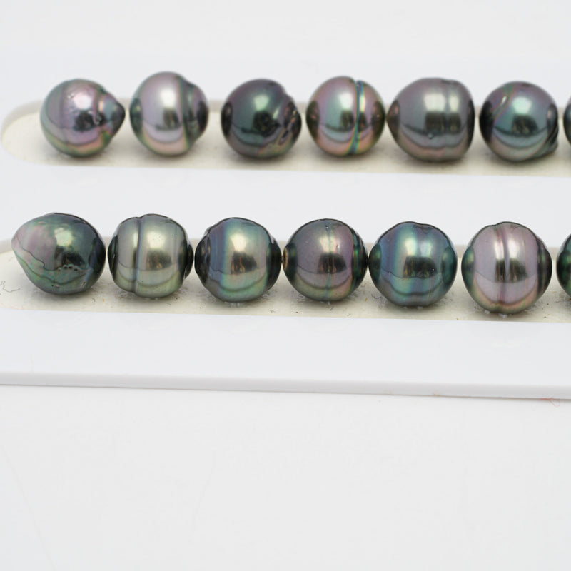 43pcs "High Luster" Green Mix 9mm - CL AAA/AA Quality Tahitian Pearl Necklace NL1415 OR7