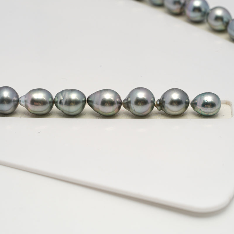 40pcs "High Luster" Silver Mix 8-10mm - CL/SB AAA/AA Quality Tahitian Pearl Necklace NL1596 HL2