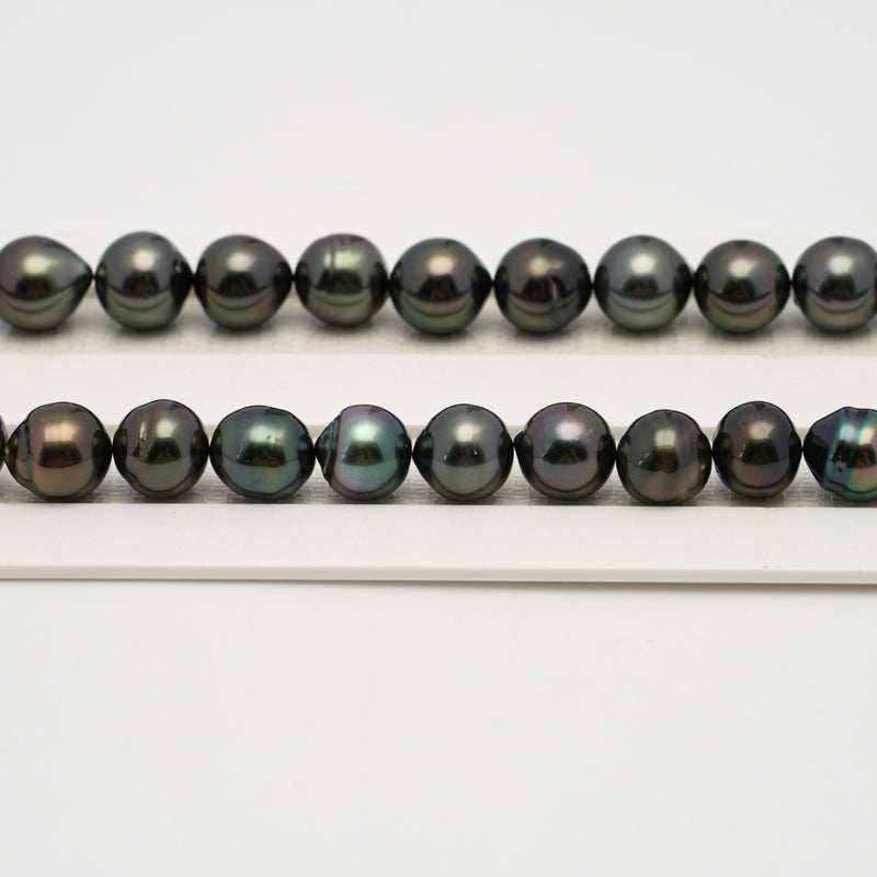 46pcs "High Luster" Dark Green 8-10mm - SB AAA/AA Quality Tahitian Pearl Necklace NL1639 HL3