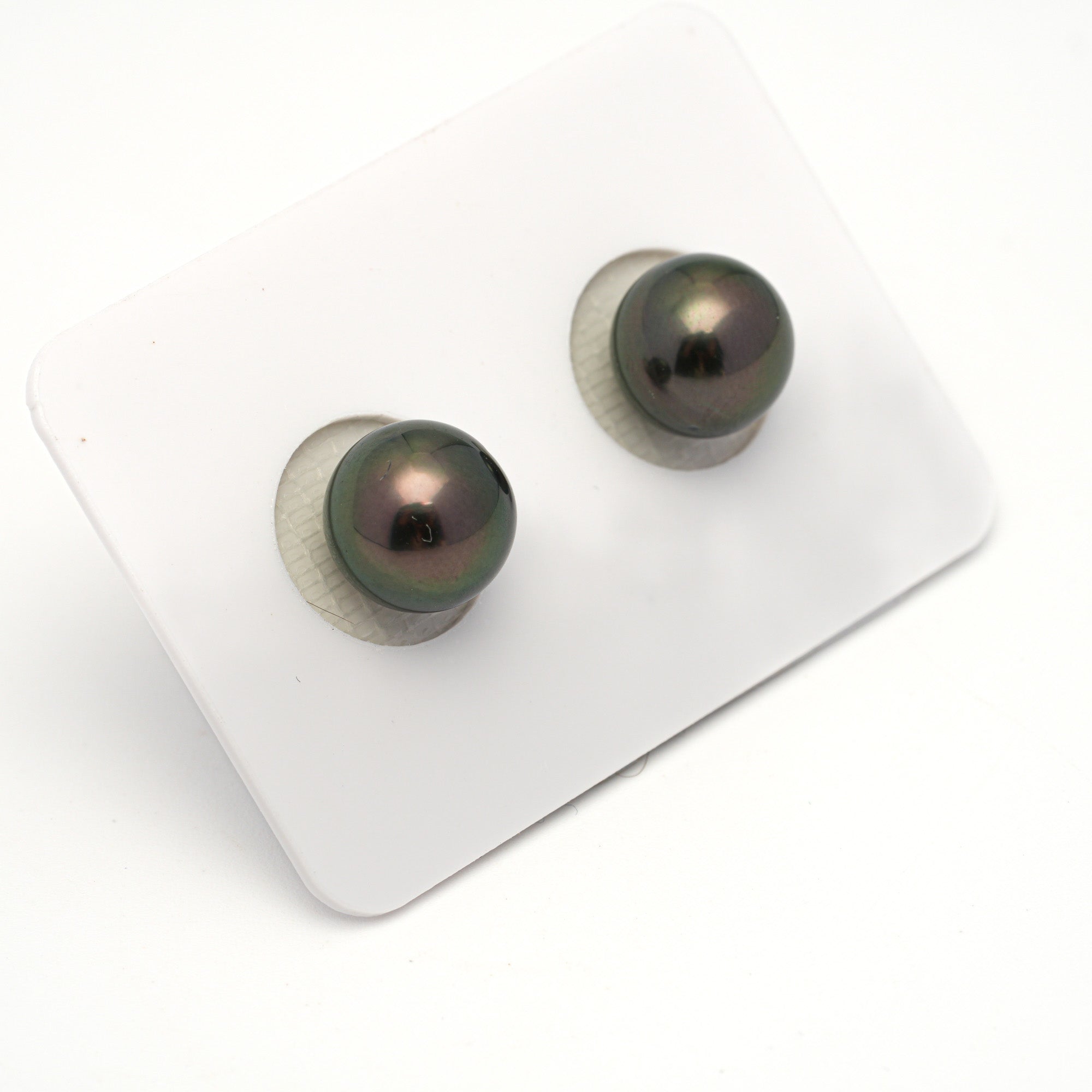2pcs "High Luster" Green Cherry 9.7-9.8mm - RSR AAA/AA Quality Tahitian Pearl Pair ER1754 OR13