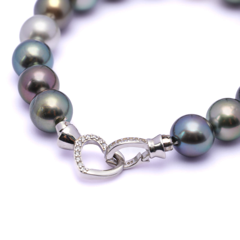 Multicolor Tahitian Pearl Bracelet with 9-10mm Pearls, 7.1-Inch Silver Chain. ref:SHM708 A89