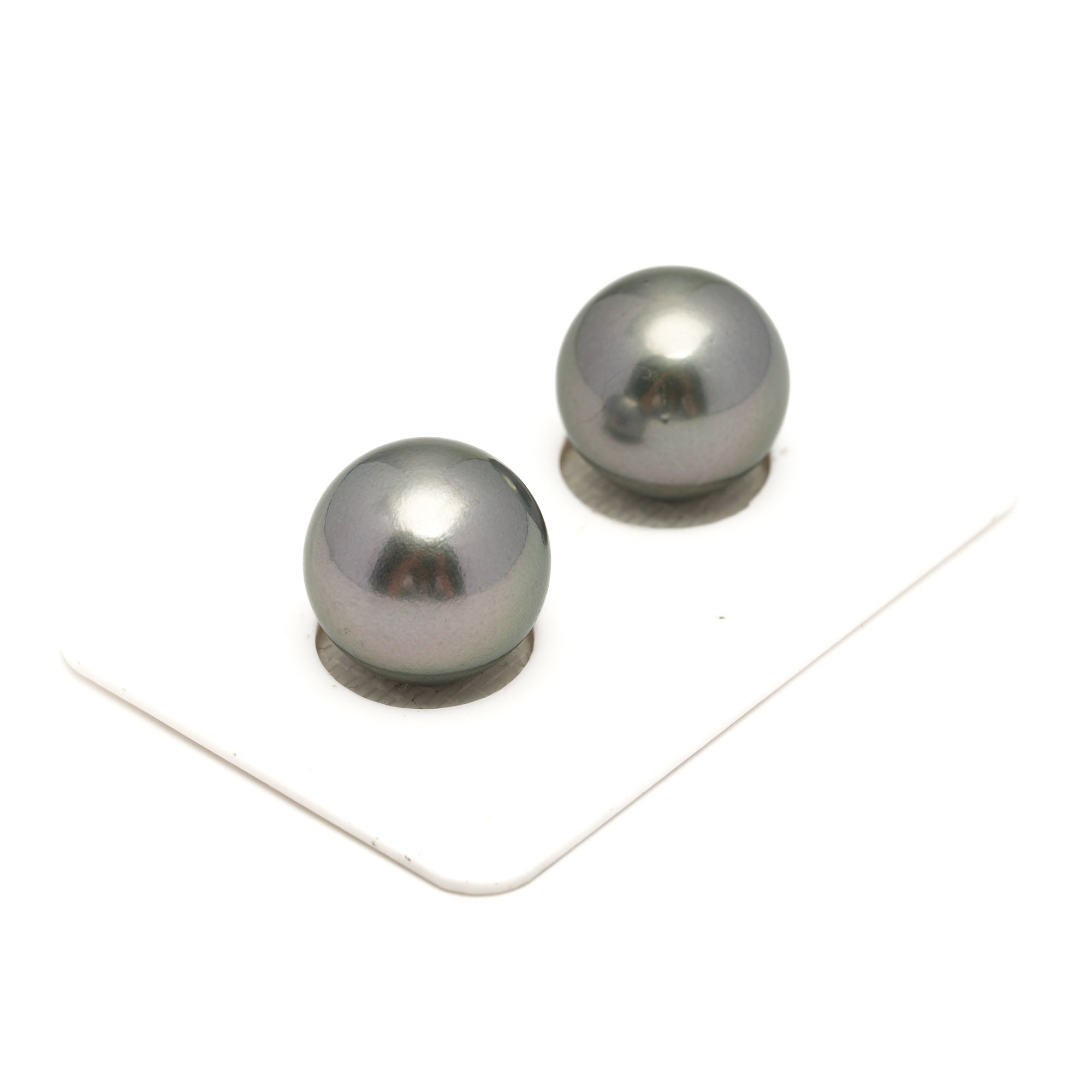 2pcs Silver Light 13.3-13.6mm - R TOP Quality Tahitian Pearl Pair ER1856 OR6