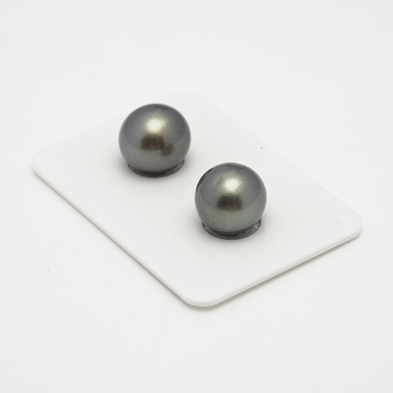 2pcs Green 11.4-11.5mm - SR/NR AAA/AA Quality Tahitian Pearl Pair ER1540 A101