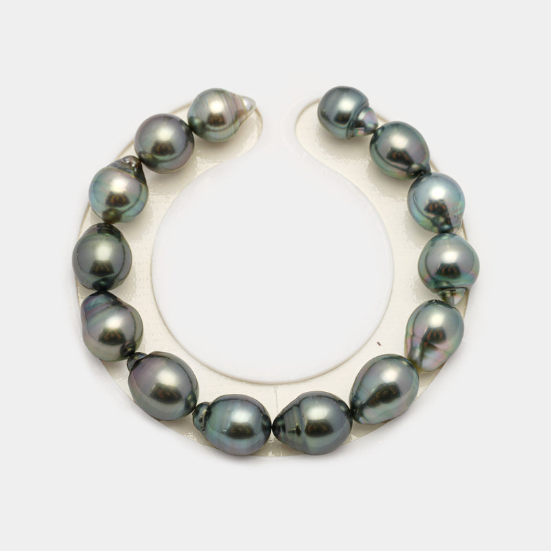 14pcs Green 10-11mm - SB AAA Quality Tahitian Pearl Bracelet BR2210 HL3