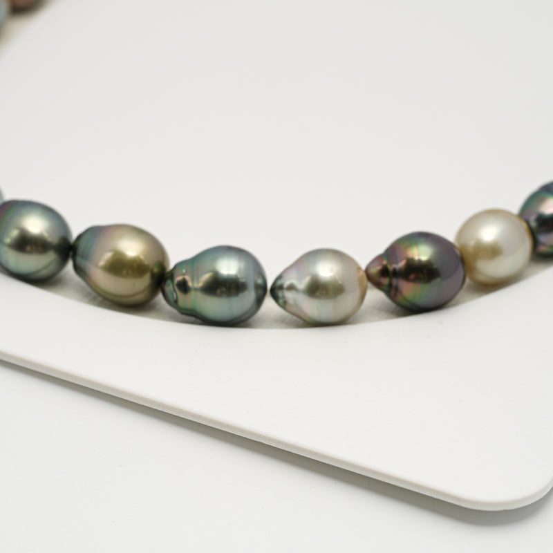 34pcs "High Luster" Multicolor 9-11mm - SB AAA/AA Quality Tahitian Pearl Necklace NL1563 HL3