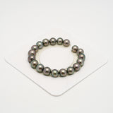 19pcs Olive Green 9-10mm - SR/NR AAA/AA Quality Tahitian Pearl Bracelet BR2224 OR10