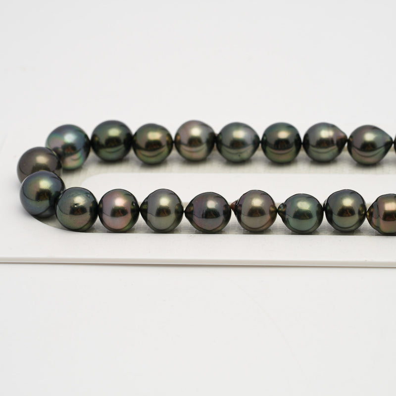 46pcs "High Luster" Dark Green 8-10mm - SB AAA/AA Quality Tahitian Pearl Necklace NL1639 HL3