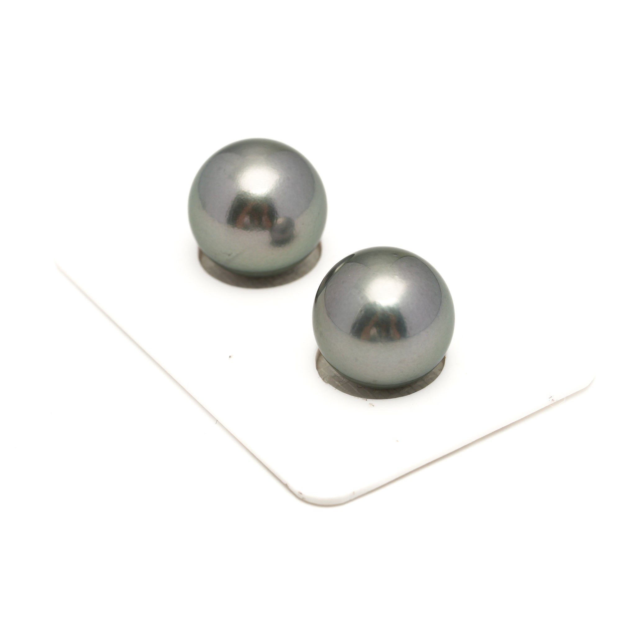 2pcs Silver Light 13.3-13.6mm - R TOP Quality Tahitian Pearl Pair ER1856 OR6