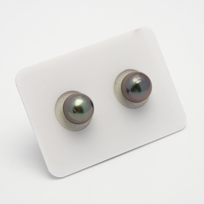 2pcs Green Cherry 9.2mm - SR AAA/AA Quality Tahitian Pearl Pair ER1528 OR6