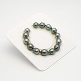 14pcs Green 10-11mm - SB AAA Quality Tahitian Pearl Bracelet BR2210 HL3