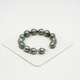 13pcs Blue Green 10-12mm - SB AAA/AA Quality Tahitian Pearl Bracelet BR2196 HL3