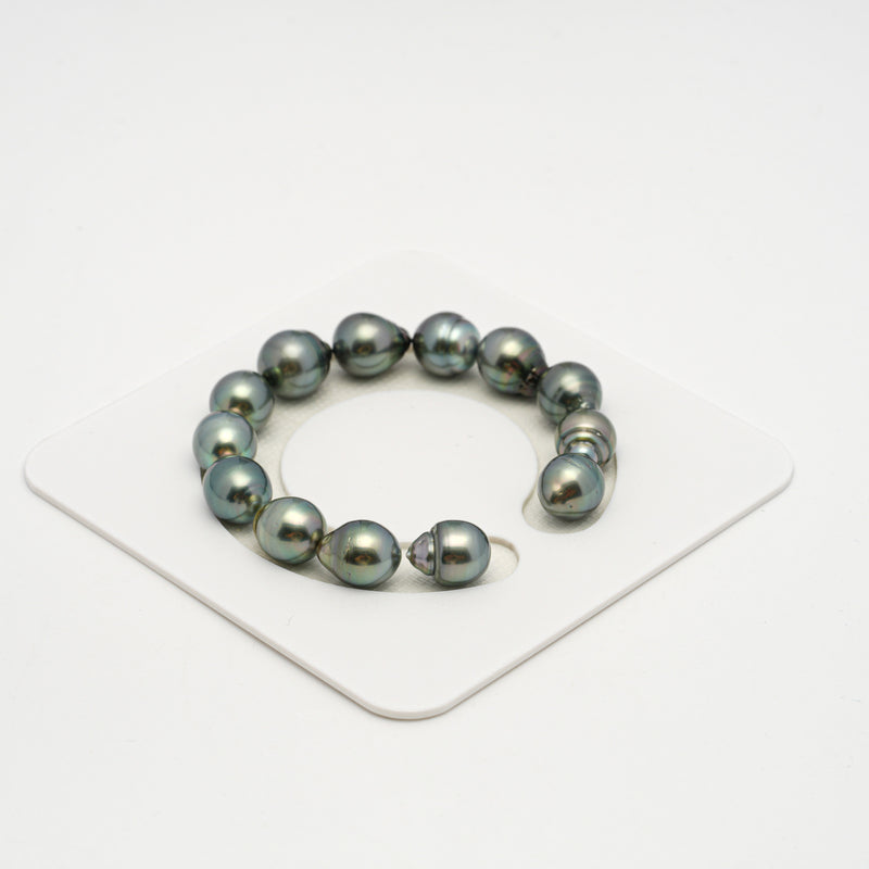 13pcs Blue Green 10-12mm - SB AAA/AA Quality Tahitian Pearl Bracelet BR2196 HL3