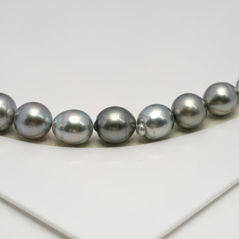 40pcs "High Luster" Silver Mix 8-10mm - CL/SB AAA/AA Quality Tahitian Pearl Necklace NL1596 HL2