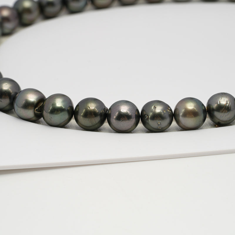 38pcs Green 11-12mm - SR/NR AA/A Quality Tahitian Pearl Necklace NL1623 THMIX3