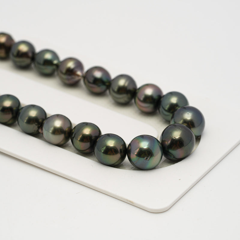 46pcs "High Luster" Dark Green 8-10mm - SB AAA/AA Quality Tahitian Pearl Necklace NL1639 HL3