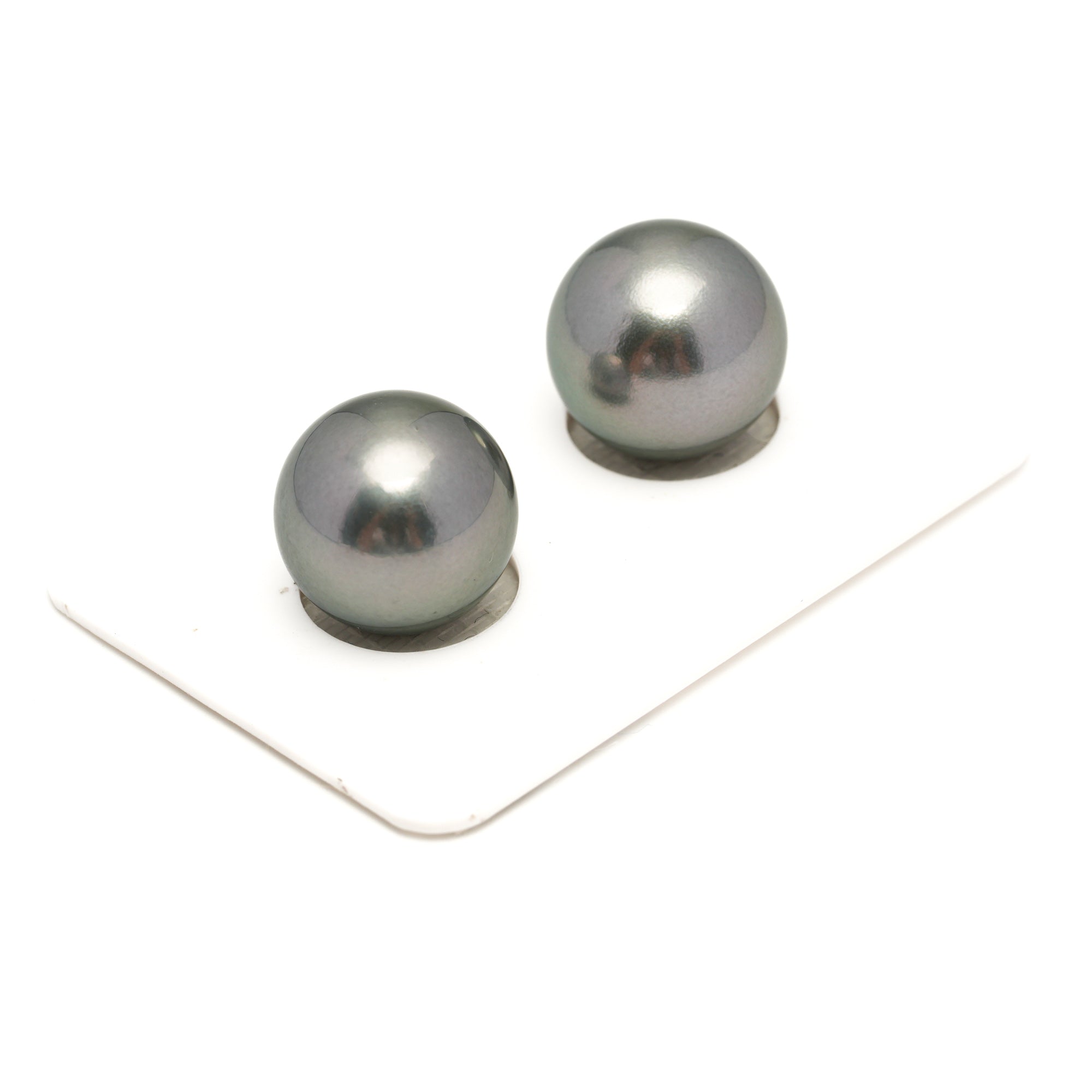 2pcs Silver Light 13.3-13.6mm - R TOP Quality Tahitian Pearl Pair ER1856 OR6