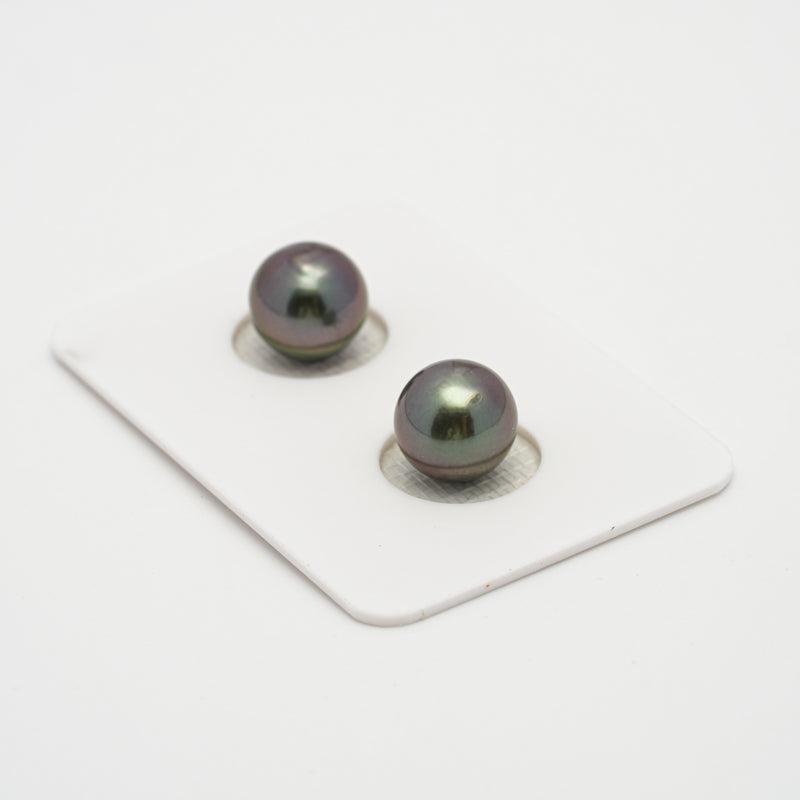 2pcs Green Cherry 9.2mm - SR AAA/AA Quality Tahitian Pearl Pair ER1528 OR6