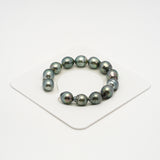 13pcs Blue Green 10-12mm - SB AAA/AA Quality Tahitian Pearl Bracelet BR2196 HL3