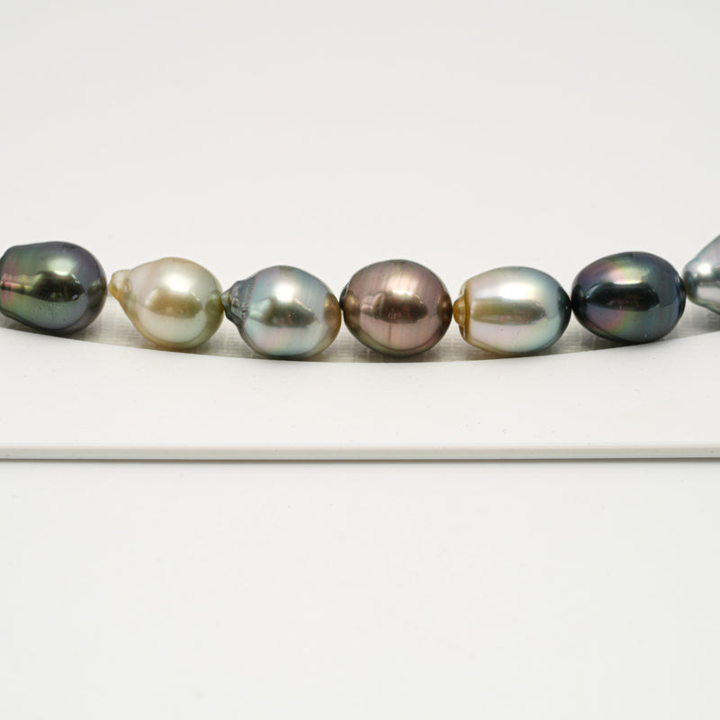 34pcs "High Luster" Multicolor 9-11mm - SB AAA/AA Quality Tahitian Pearl Necklace NL1563 HL3