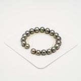 19pcs Olive Green 9-10mm - SR/NR AAA/AA Quality Tahitian Pearl Bracelet BR2224 OR10