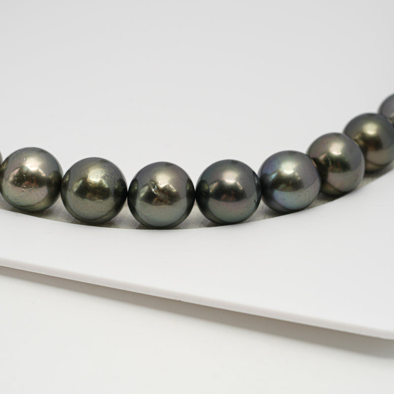 38pcs Green 11-12mm - SR/NR AA/A Quality Tahitian Pearl Necklace NL1623 THMIX3