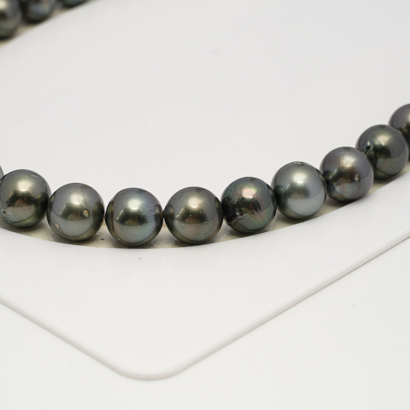 37pcs Dark 11-13mm - SR/NR AA/A Quality Tahitian Pearl Necklace NL1626 THMIX3