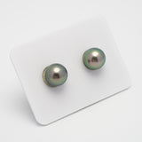 2pcs Green 9.4-9.5mm - R AA/AAA Quality Tahitian Pearl Pair ER885