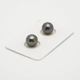 2pcs Green Cherry 9.2mm - SR AAA/AA Quality Tahitian Pearl Pair ER1528 OR6