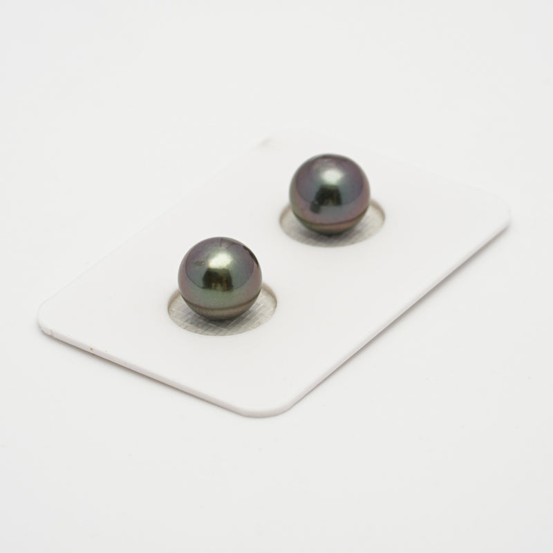 2pcs Green Cherry 9.2mm - SR AAA/AA Quality Tahitian Pearl Pair ER1528 OR6