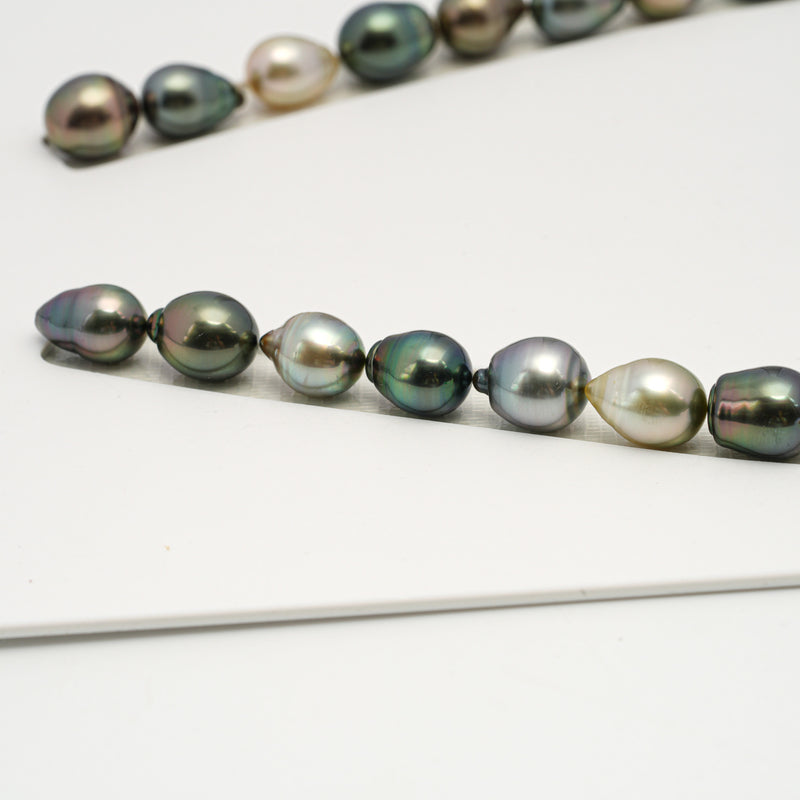 34pcs "High Luster" Multicolor 9-11mm - SB AAA/AA Quality Tahitian Pearl Necklace NL1563 HL3