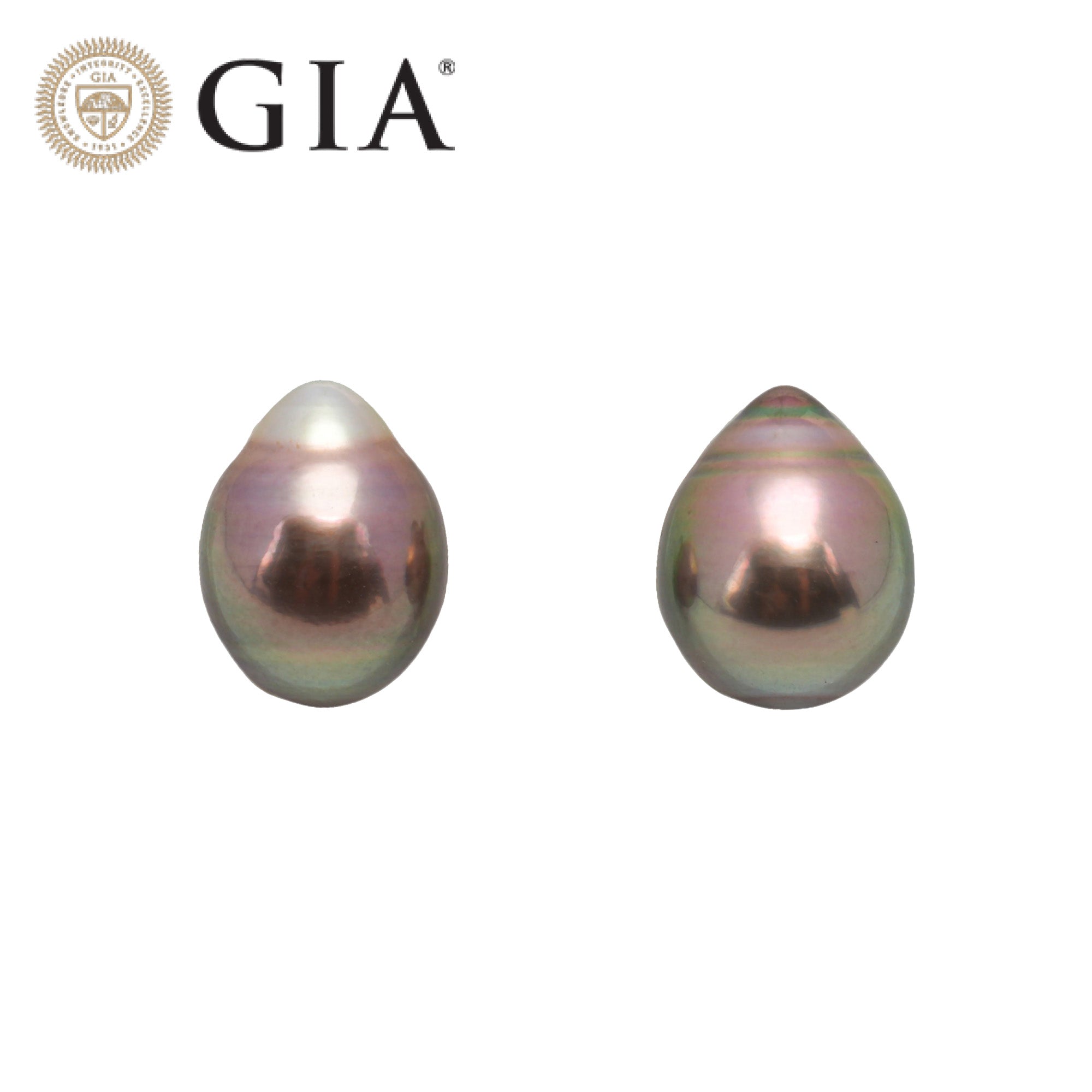 2pcs "Top Luster" Green Cherry 11.1-11.5mm - SB TOP Quality Tahitian Pearl Pair ER1468