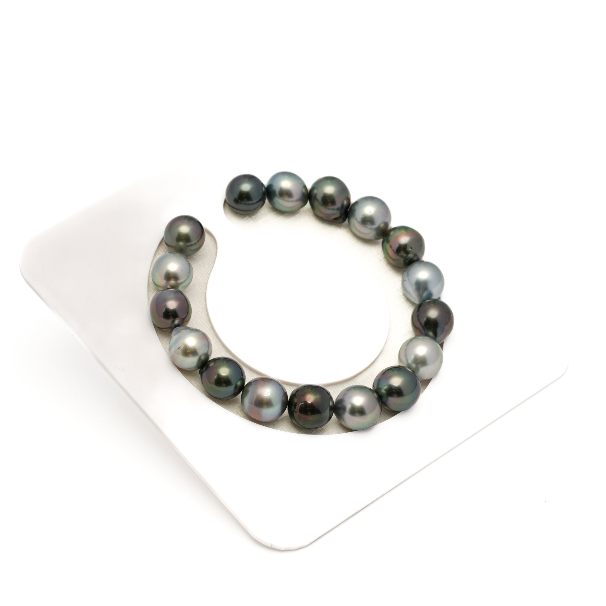 17pcs "High Luster" Light Green 9-10mm - SB AAA/AA Quality Tahitian Pearl Bracelet BR2331 THMIX4