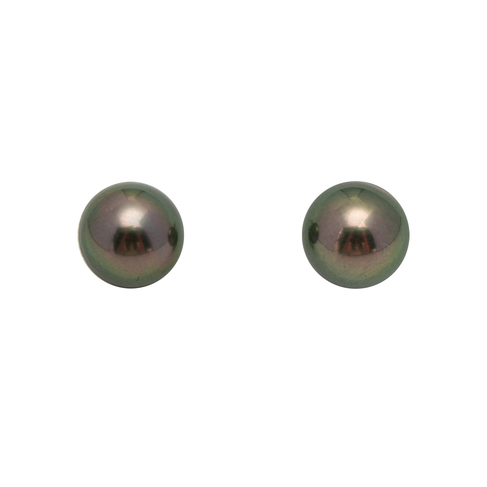 2pcs "High Luster" Green 9.5-9.7mm - SR AAA Quality Tahitian Pearl Pair ER1772 OR13