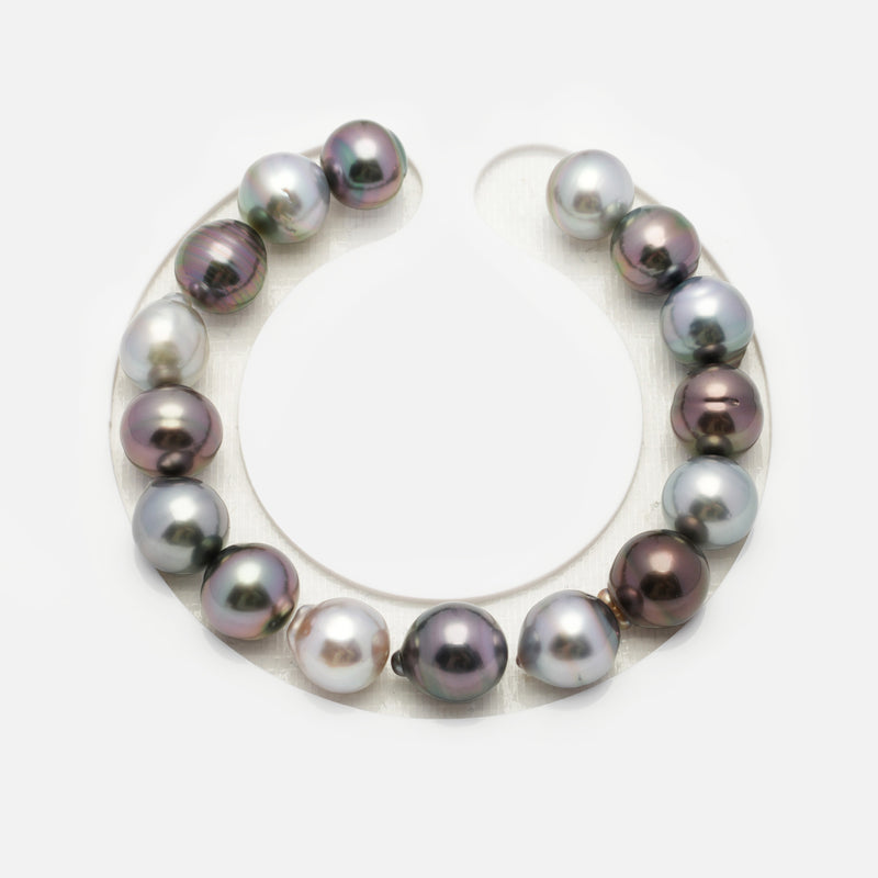 16pcs "High Luster" Light Mix 9-11mm - CL/SB AAA/AA Quality Tahitian Pearl Bracelet BR2019 OR7