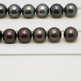 37pcs Blue Brown 11-13mm - NR AA/A Quality Tahitian Pearl Necklace NL1538 TH2