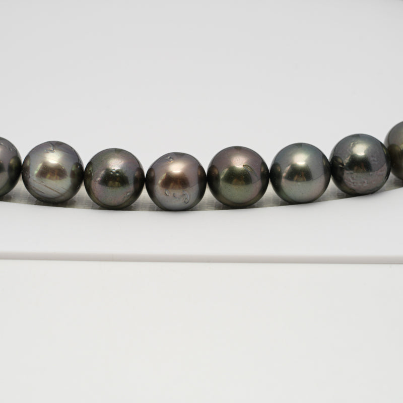 38pcs Green 11-12mm - SR/NR AA/A Quality Tahitian Pearl Necklace NL1623 THMIX3