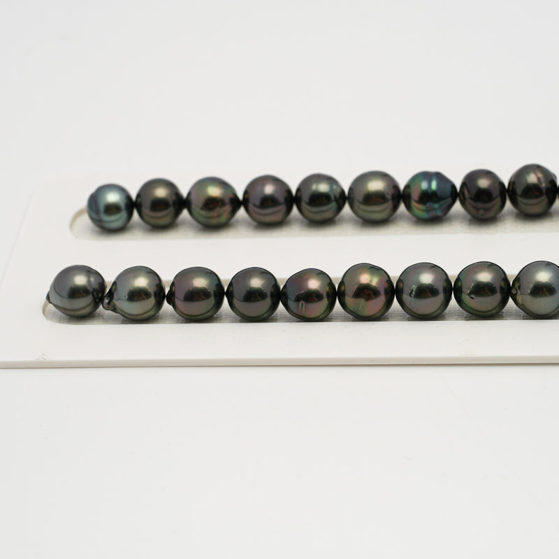 46pcs "High Luster" Dark Green 8-10mm - SB AAA/AA Quality Tahitian Pearl Necklace NL1639 HL3