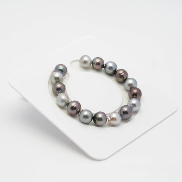 16pcs "High Luster" Light Mix 9-11mm - CL/SB AAA/AA Quality Tahitian Pearl Bracelet BR2019 OR7